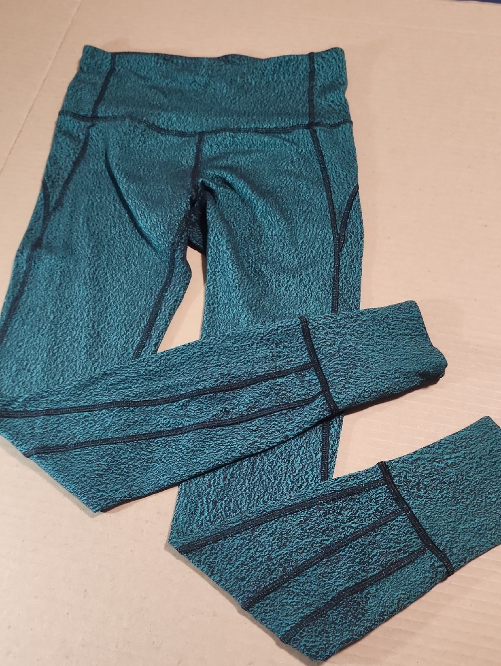 Lululemon Rush Hour Tight Running Luon Spray Green Jacquard